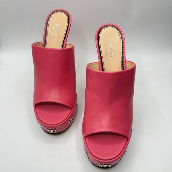 Gucci GG Stud Platform Malaga Kid Rhodamine Pink Size 39.5 US 9.5 - Picture 9 of 14